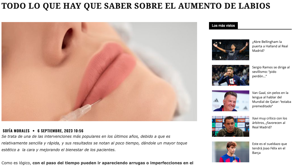 revista que aumento labios elena berezo