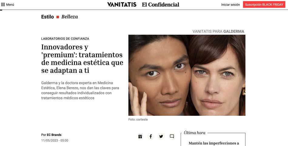 Vanitatis y la Dra elena berezo. Clínica Medicina Estética